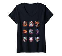 Womens Mens Scary Halloween Portraits of Spooky Heads V-Neck T-Shirt