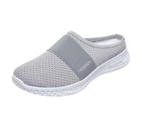 Womens Mens Slip-on Mules House Slippers Garden Clogs Comfortable Breathable Mesh Slippers Ladies Beach Sandals Backless Shoes Casual Indoor Outdoor Shoes Clogs Non Slip Grey