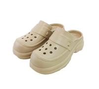 Women's Men's Slippers Garden Shoes Breathable Clogs Lightweight Slippers Beach Shoes Sandals, Khaki H, 4 UK