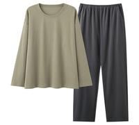 Womens Mens Thermal Underwear Set Long Johns Sleeved Top Ultra Soft Base Layer Tops & Bottoms Winter Thermal Tops Winter Warm Pyjamas Sets Loungewear Sleepwear Plus Size 8-22 Army Green