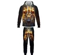 Women's Men's Tracksuit 2 Piece Set Roaring Lion 3D Printed Hoodies and Jogger Set Autumn Winter Casual Sportswear