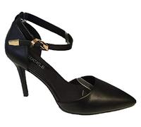 Womens Mens Unisex Ankle Strap Buckle Stiletto Heel Court Shoes Plus Size 9 10 11 12 (Black Matte, Numeric_10)