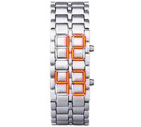 Women's Men's Watches Fashion Novelty Lava Red Blue LED Digital Stainless Steel Black Bracelet Watches, Silver, Digital