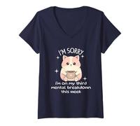 Women's Mental Breakdown Coffee Funny Sarcastic Cat Lover V-Neck T-Shirt
