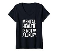 Womens Mental Health Empathy Self Care Anxiety Awareness Therapy Te V-Neck T-Shirt