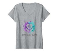 Women's Mental Health Matters Awareness Support Anxiety V-Neck T-Shirt