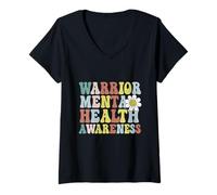 Womens Mental Health Matters Warrior Mental Health Awareness V-Neck T-Shirt