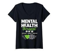 Women's Mental Health Therapist Retro Advocate Support Empower V-Neck T-Shirt