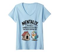 Womens Mentally A Corner of Fitted Sheet Introvert Burnout Survivor V-Neck T-Shirt