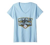 Women's Mentally at the Ballparks Baseball Season Game Era V-Neck T-Shirt