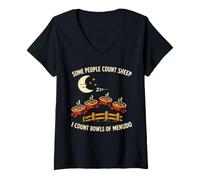 Women's Menudo Lover Funny Some People Count Sheep I Count Bowls V-Neck T-Shirt