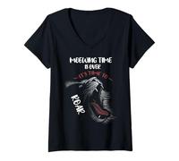 Women's Meowing Time is Over It's Time to Roar - Roaring Lion V-Neck T-Shirt