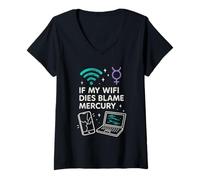 Womens Mercury Retrograde Survivor Funny Astrology Meme Zodiac V-Neck T-Shirt