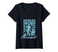 Women's Merdad Don't Mess with My Mermaid Merman V-Neck T-Shirt
