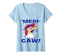 Women's Meri CAW! Bald Eagle Red White Blue V-Neck T-Shirt