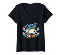 Womens Merica Since 1776 Eagle and Gator Shirt with Bitcoin Burgers V-Neck T-Shirt