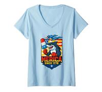 Womens Merica Since 1776 Eagle and Gator Shirt with Bitcoin Burgers V-Neck T-Shirt