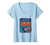 Womens Merica Since 1776 Eagle and Gator Shirt with Bitcoin Burgers V-Neck T-Shirt