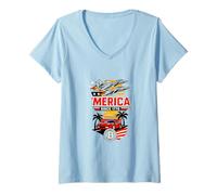 Womens Merica Since 1776 Eagle and Gator Shirt with Bitcoin Burgers V-Neck T-Shirt