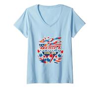 Womens Merica Since 1776 Eagle and Gator Shirt with Bitcoin Burgers V-Neck T-Shirt