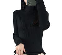 Womens Merino Wool Cashmere Jumper Tops Long Sleeve Ladies Roll Turtle Neck Plain Knitted Pullover Sweatshirt for Ladies Stretch Lightweight Sweater Top UK