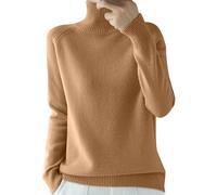 Womens Merino Wool Cashmere Jumper Tops Long Sleeve Ladies Roll Turtle Neck Plain Knitted Pullover Sweatshirt for Ladies Stretch Lightweight Sweater Top UK