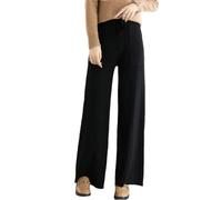Women's Merino Wool Knitted Pants Office High Waist Straights Trousers Cashmere Wool Winter Thick Knitwear Black L