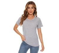 Women's Merino Wool T-Shirt Short Sleeve Athletic Tee Wicking Base Layer(Wool Face Mask Included), Grey Marl, S