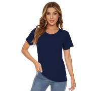 Women's Merino Wool T-Shirt Short Sleeve Athletic Tee Wicking Base Layer(Wool Face Mask Included), Indigo Blue, L