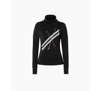 Women's merino wool technical undergarment SUPER.NATURAL W KRYSSEDE SKI ROLL NECK (Jet Black/Fresh White/Copper/Natural White)