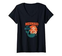 Womens Mermaid at Heart Ocean Soul Summer Vibes Aesthetic V-Neck T-Shirt