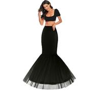 Women's Mermaid Petticoat Underskirt Crinoline Fishtail Wedding Crinoline Skirt Half Slips Shaping Floor Length 1 Ring Tail Petticoat for Wedding Bridal Dress Prom Dress Ball Gown(Black,8)