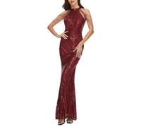 Women's Mermaid Prom Evening Dress Sexy Halter Neck Sleeveless Elegant Floor Length Long Dresses Sequin Wedding Maxi Dress Prom Ball Gowns Sparkly Glitter Fishtail Party Club Cocktail Dress