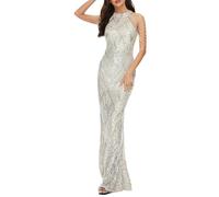 Women's Mermaid Prom Evening Dress Sexy Halter Neck Sleeveless Elegant Floor Length Long Dresses Sequin Wedding Maxi Dress Prom Ball Gowns Sparkly Glitter Fishtail Party Club Cocktail Dress