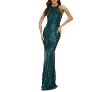 Women's Mermaid Prom Evening Dress Sexy Halter Neck Sleeveless Elegant Floor Length Long Dresses Sequin Wedding Maxi Dress Prom Ball Gowns Sparkly Glitter Fishtail Party Club Cocktail Dress