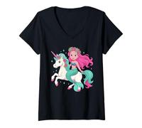 Womens Mermaid Riding A Unicorn Costume Beach Vibes Boys Girls Kids V-Neck T-Shirt