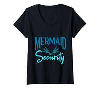 Women's Mermaid Security Beach Gatherings Themed Party V-Neck T-Shirt