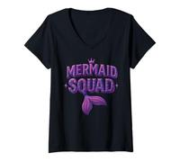Womens Mermaid Squad Matching Girl boy for Friends and Family V-Neck T-Shirt