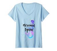 Womens Mermaid Squad V-Neck T-Shirt