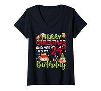 Womens Merry Christmas and It's My 24th Birthday December 25th Xmas V-Neck T-Shirt