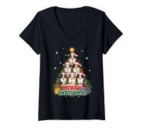 Women's Merry Christmas Aussie Xmas Australian Shepherd V-Neck T-Shirt