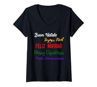 Womens Merry Christmas Decorative Lettering Design Fun V-Neck T-Shirt
