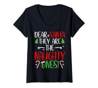 Womens Merry Christmas Funny Dear Santa They are The Naughty Ones V-Neck T-Shirt