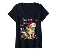 Womens Merry Christmas Sweater Naughty List Dog Lover V-Neck T-Shirt