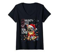 Womens Merry Christmas Sweater Naughty List Dog Lover V-Neck T-Shirt