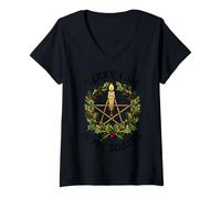 Womens Merry Yule Happy Solstice Yuletide Season Christmas Pagan V-Neck T-Shirt