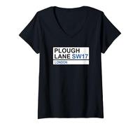 Women's Merton Plough Lane Street Sign V-Neck T-Shirt