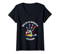 Womens Mes de la Herencia Hispana Latino Hispanic Heritage Month V-Neck T-Shirt