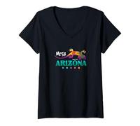 Womens Mesa Arizona USA Desert Gecko Lizard Art Vacation Souvenir V-Neck T-Shirt
