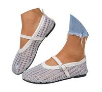 Women'S Mesh Ballet Flats - Plain Lightweight Mesh Hollowed Out Shoes Breathable Fishnet Buckle Mary Jane Casual Ballerina Flat Shallow Mouth Sandals Fashion Elegant Footwear For Outdoor 2026 New